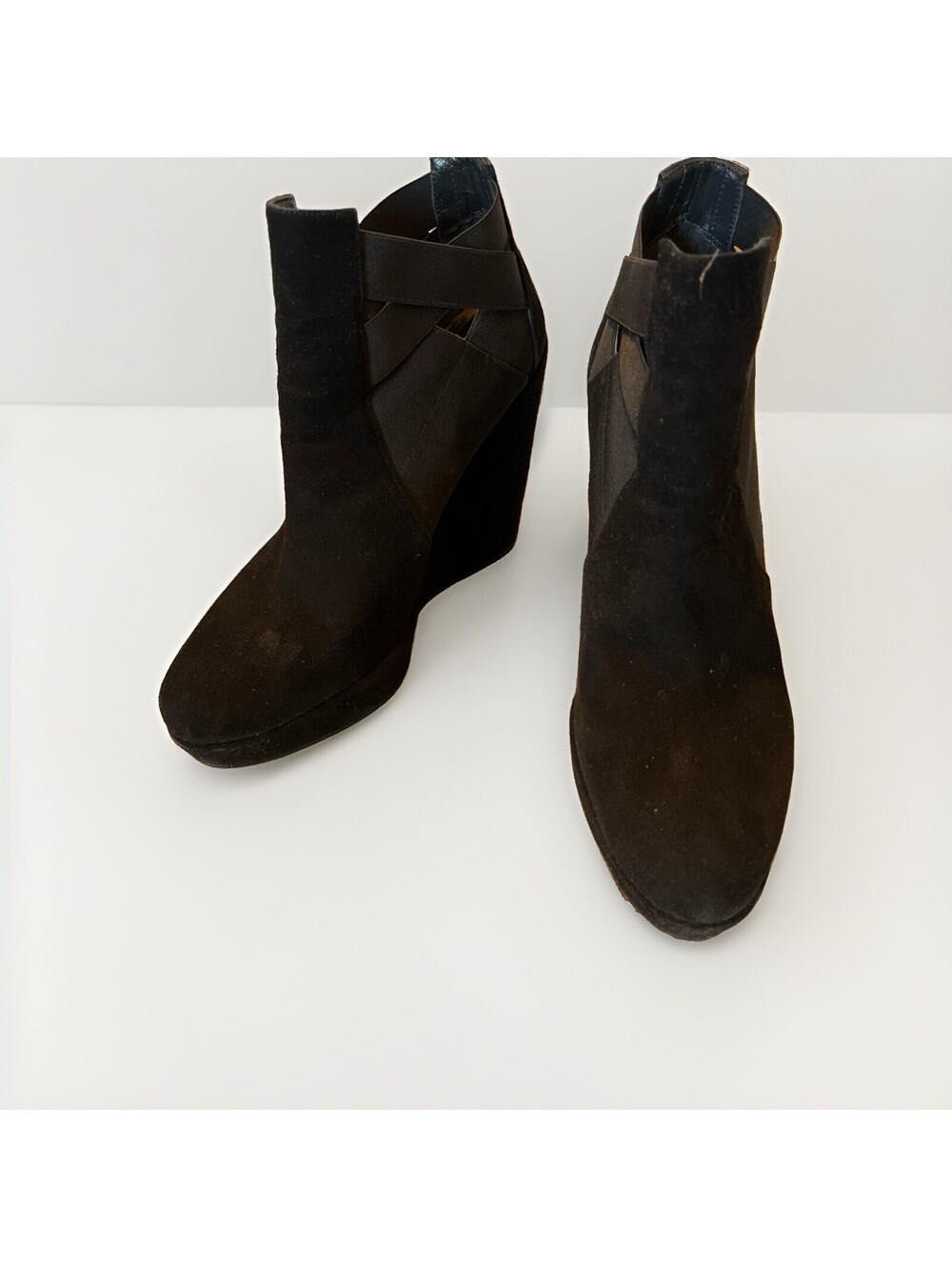 STUART WEITZMAN LADIES BLACK SUEDE BOOTIES SIZE 11 MADE IN SPAIN VGC